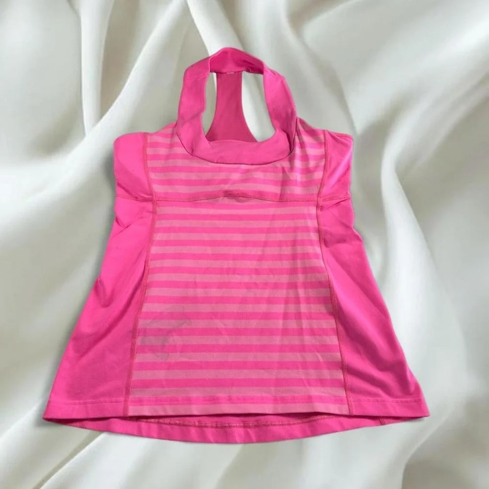 Lululemon pink striped racerback tank top y2k vintage athletic workout